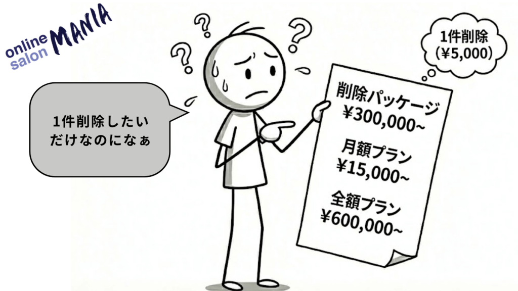 1件削除したいだけなのに費用が高い