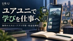 UR-Uの無料の入り口とアプリ学習、学びを仕事につなぐ収益化制度を紹介する記事サムネイル