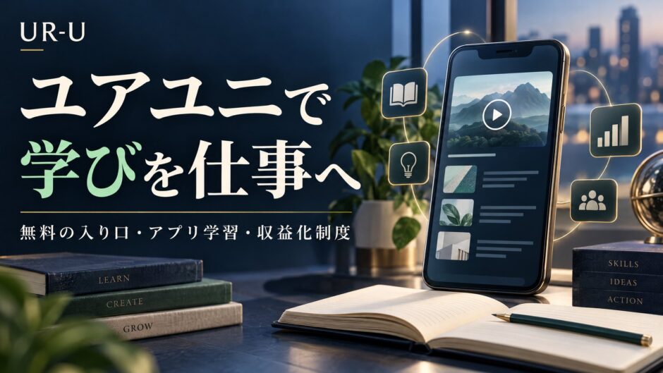 UR-Uの無料の入り口とアプリ学習、学びを仕事につなぐ収益化制度を紹介する記事サムネイル